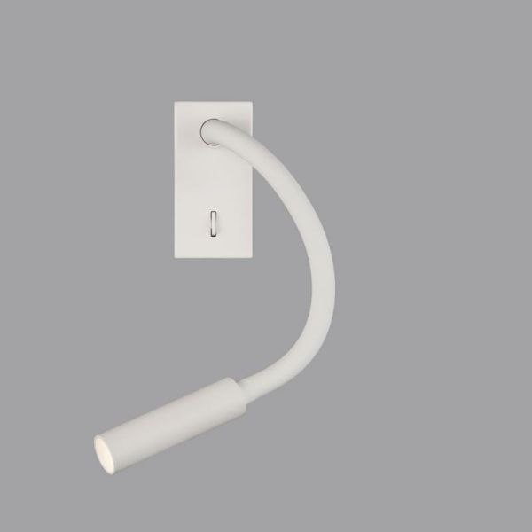 Aplique de parede leitor LED CIO branco texturizado, 3W 3000K 285lm, CRI90 CL.I, LED integrado, com interruptor, ajustável