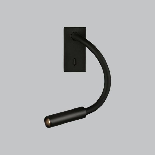 Aplique LED preto texturizado CIO Reader, LED 3W 3000K 285lm, CRI90 CL.I, LED integrado, com interruptor, ajustável