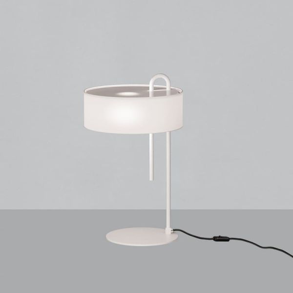 Candeeiro de mesa CLIP branco texturizado, LED E27 15W, CL.II, interruptor de cabo