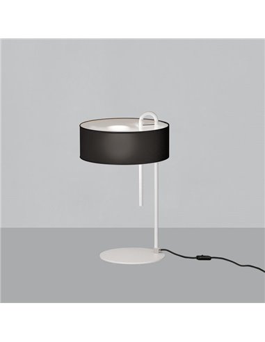 Lámpara Sobremesa CLIP Blanco Texturado y Pantalla Negro, LED E27 15W, CL.II, Interruptor de cable