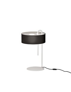 Lámpara Sobremesa CLIP Blanco Texturado y Pantalla Negro, LED E27 15W, CL.II, Interruptor de cable