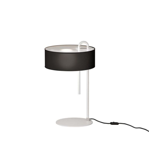 Lámpara Sobremesa CLIP Blanco Texturado y Pantalla Negro, LED E27 15W, CL.II, Interruptor de cable