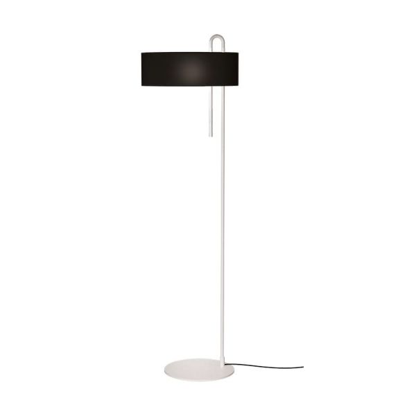 Lámpara pie CLIP Blanco Texturado y Pantalla Negro, LED E27 15W, CL.II