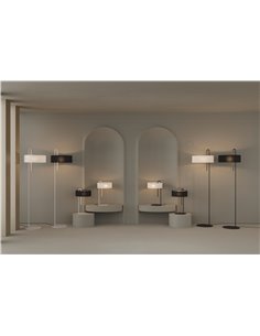 Candeeiro de sala CLIP preto texturizado e abajur branco, LED E27 15W, CL.II 2