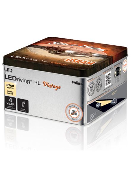 Bombillas LED H1 12V Blanco Calido 2.700K Vintage HL + 300% mas de luz Pack 2 unidades 64150DWVNT-2MB Osram