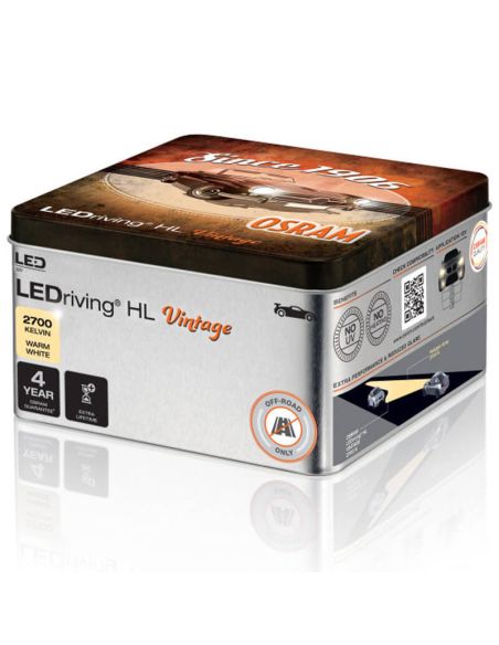 Bombillas LED H7 H18 12V Blanco Calido 2.700K Vintage HL + 300% mas de luz Pack 2 unidades 64210DWVNT-2MB Osram