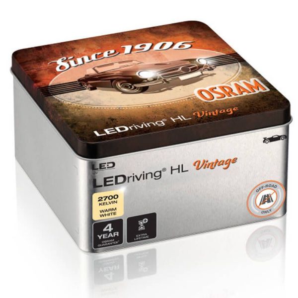 Bombillas LED H4 H19 R2 12V Blanco Calido 2.700K Vintage HL + 300% mas de luz Pack 2 unidades 64193DWVNT-2MB Osram
