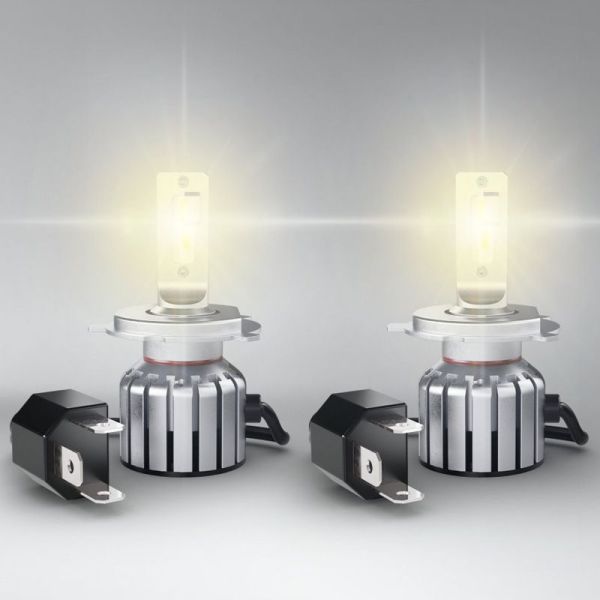 Lâmpadas LED H4 H19 R2 12V Branco Quente 2.700K Vintage HL + 300% mais luz Pacote de 2 unidades 64193DWVNT-2MB Osram