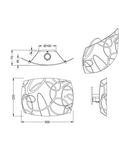Aplique de pared SPIRELLI vidrio blanco medidas producto