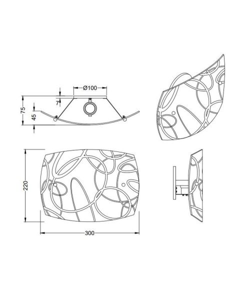 Applique murale en verre blanc SPIRELLI mesures du produit