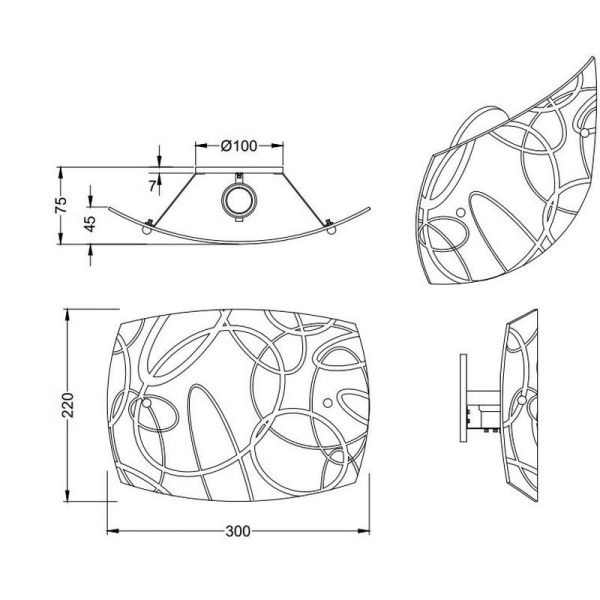Aplique de pared SPIRELLI vidrio blanco medidas producto