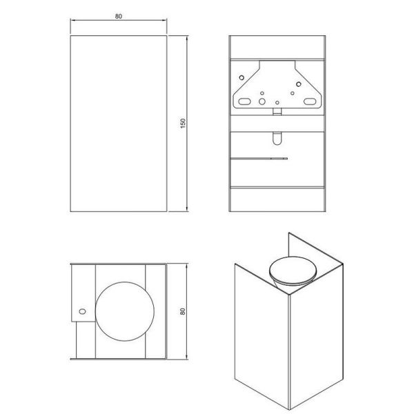 Luminária de parede retangular CLEO, luz ascendente e descendente, cor dourada, dimensões do produto