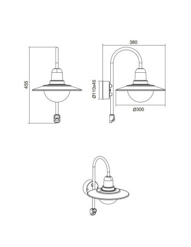 Aplique de parede exterior NORMAN cor de ferrugem apagada