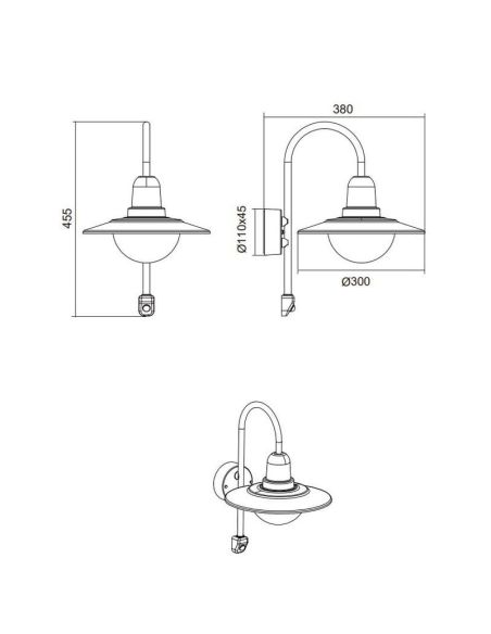 Applique extérieure NORMAN couleur rouille lumière éteinte