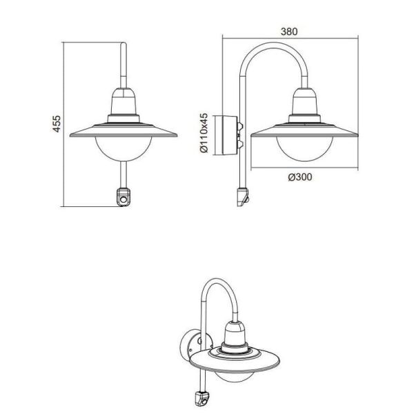 Aplique pared exterior NORMAN color óxido luz apagada