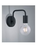 Applique DIALLO noir mat ampoule visible sur un mur