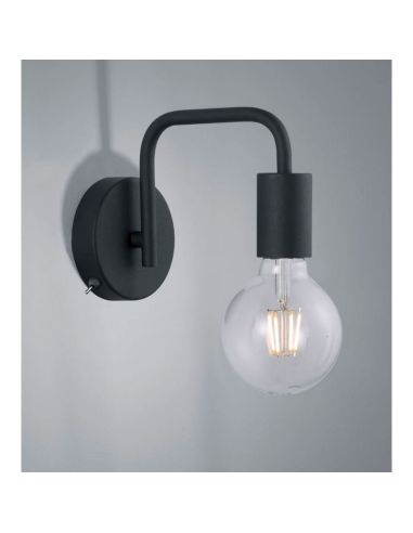 Aplique de pared DIALLO bombilla visible negro mate en una pared