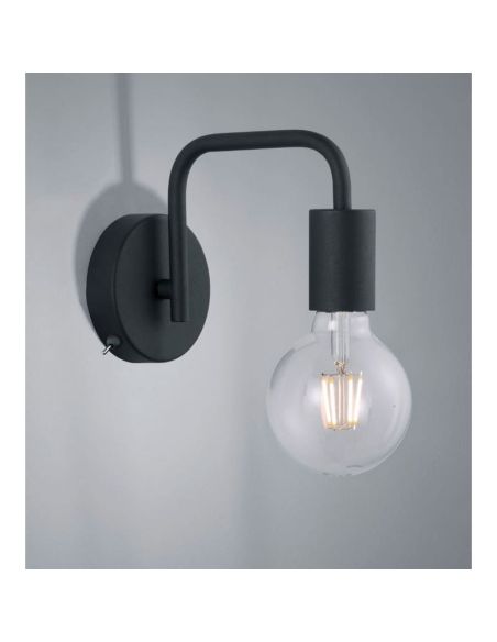 Aplique de pared DIALLO bombilla visible negro mate en una pared