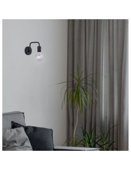 Aplique de pared DIALLO bombilla visible negro mate foto ambiente