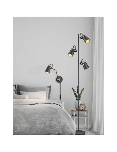 Aplique pared o flexo EDWARD pivotante color negro mate/oro combinación serie