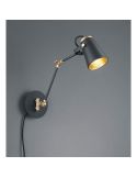 Aplique pared o flexo EDWARD pivotante color negro mate/oro en una pared