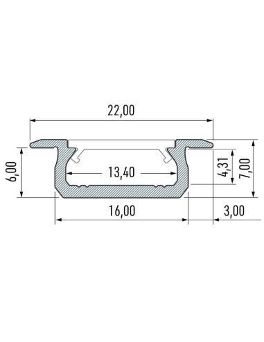 Perfil de tira de led con difusor para empotrar muebles madera | LeonLeds