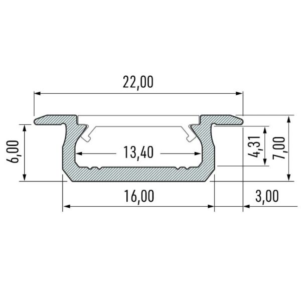 Perfil de tira de led con difusor para empotrar muebles madera | LeonLeds