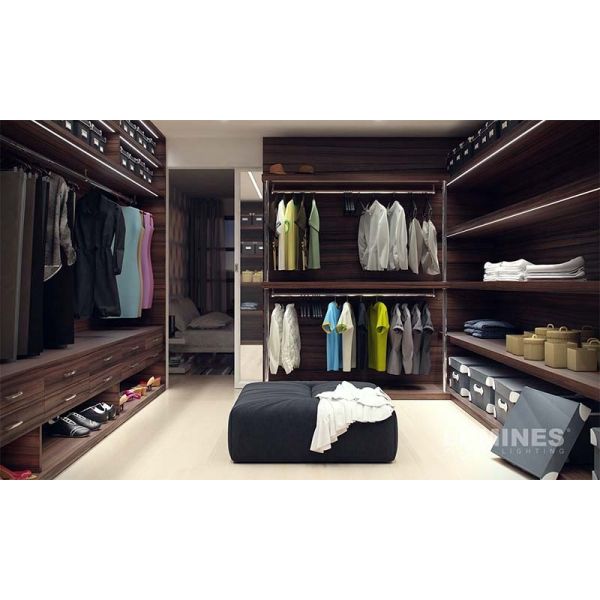 Perfil de tira de led con difusor para empotrar muebles madera | LeonLeds