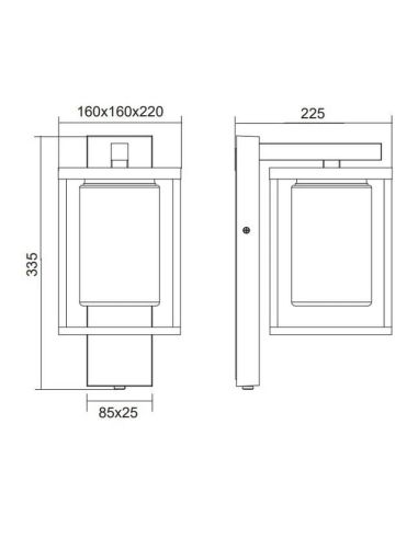 Aplique de pared exterior LUNGA sensor oscuridad medidas producto