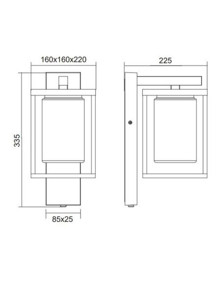 Aplique de pared exterior LUNGA sensor oscuridad medidas producto
