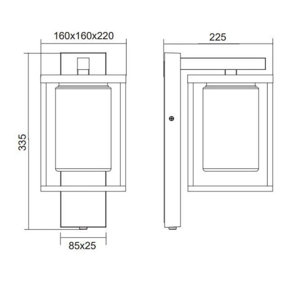 Aplique de pared exterior LUNGA sensor oscuridad medidas producto