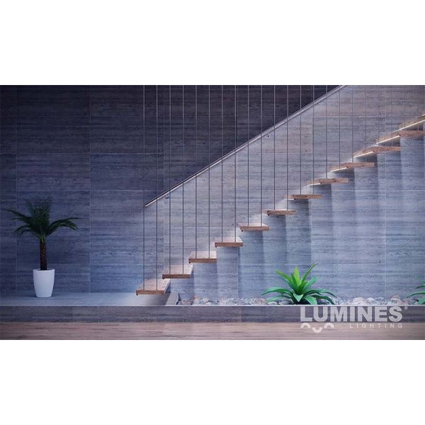 Perfil modelo D de superficie color aluminio y difusor mate escaleras paredes | LeonLeds