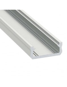 Perfil modelo D de superficie color aluminio y difusor mate escaleras paredes | LeonLeds