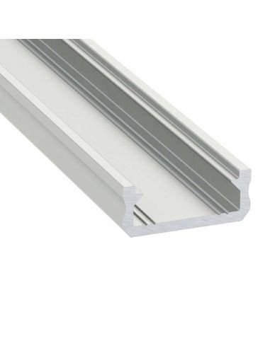 Perfil modelo D de superficie color aluminio y difusor mate escaleras paredes | LeonLeds