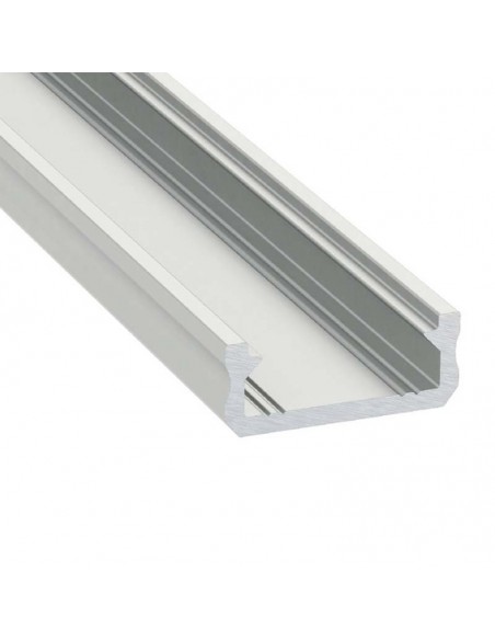 Perfil modelo D de superficie color aluminio y difusor mate escaleras paredes | LeonLeds