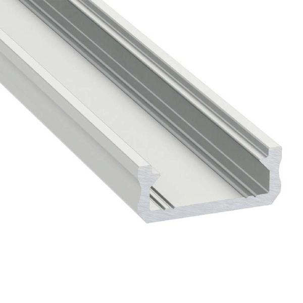 Perfil modelo D de superficie color aluminio y difusor mate escaleras paredes | LeonLeds