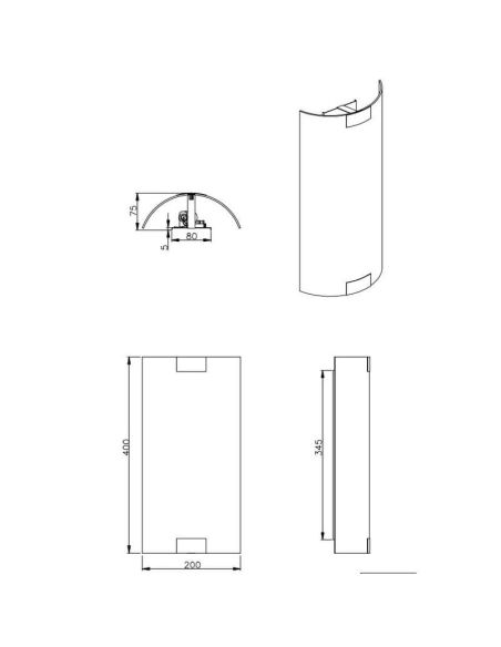 Aplique PURA metal-vidro bronze detalhes medidas do produto