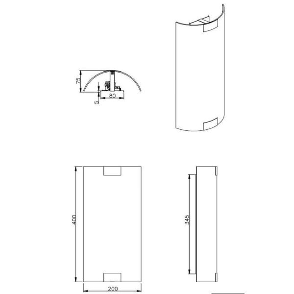 Aplique PURA metal-vidro bronze detalhes medidas do produto