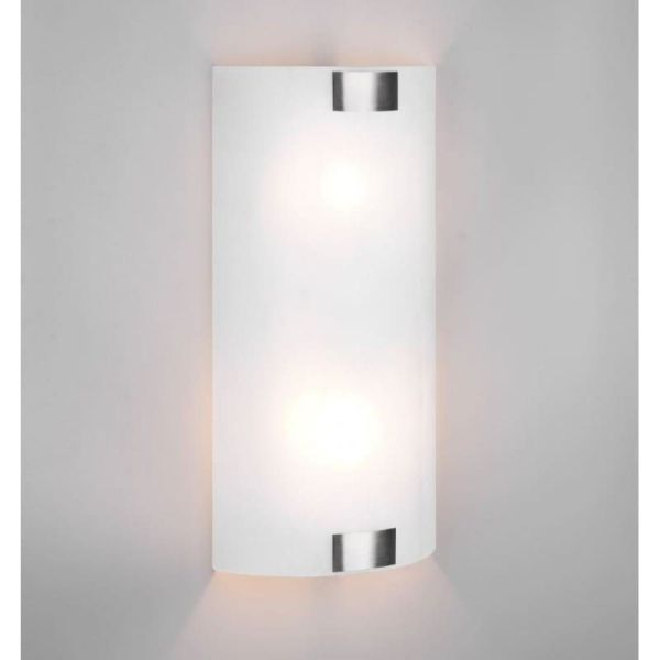 Aplique pared PURA metal-vidrio detalle níquel mate foto ambiente