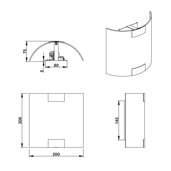 Applique PURA petit détail nickel mat mesures du produit
