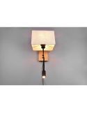 Aplique pared NILAM cuadrado madera-textil 2 luces detalle tulipa