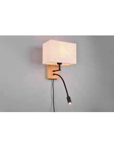 Aplique pared NILAM cuadrado madera-textil 2 luces | LeonLeds 2