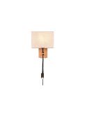 Aplique pared NILAM cuadrado madera-textil 2 luces tulipa textil