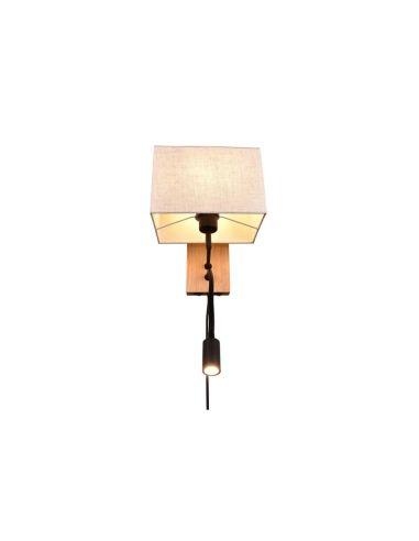 Aplique pared NILAM cuadrado madera-textil 2 luces vista desde abajo