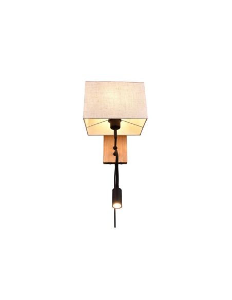 Aplique pared NILAM cuadrado madera-textil 2 luces vista desde abajo