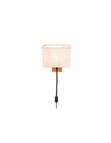 Aplique pared NILAM cuadrado madera-textil 2 luces vista de frente