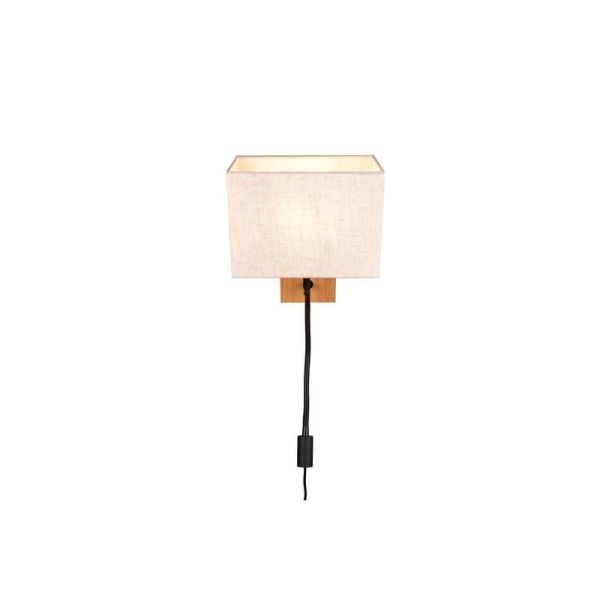 Aplique pared NILAM cuadrado madera-textil 2 luces vista de frente