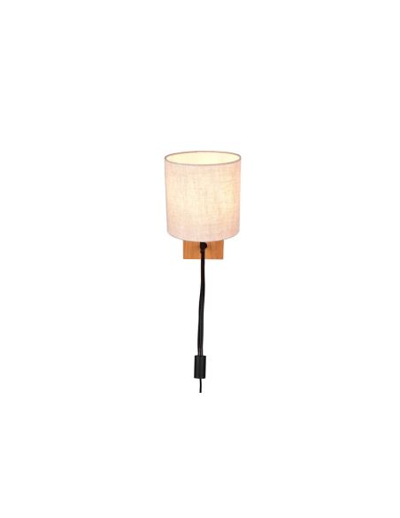 Aplique pared NILAM madera y textil 2 luces detalle tulipa