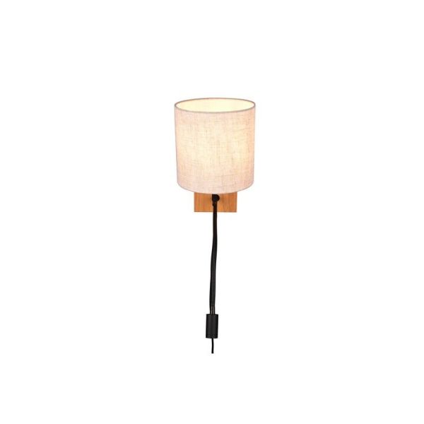 Aplique pared NILAM madera y textil 2 luces detalle tulipa