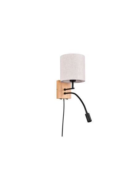 Aplique pared NILAM madera y textil 2 luces apagado